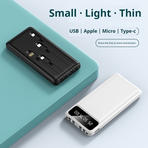 Yeni sıcak satış taşınabilir şarj 4 in 1 dahili Cable10000mAh güç bankalar şarj kendi kendine yeten kablo güç banka 20000mAh