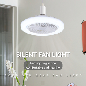 Wind Speedsled Fan Light Control remoto E27 LED Fan Ventilador de techo con luz NUEVO Moderno 80 Dormitorio Sala de estar Mini Diblacke 3 PC - Product Image 2