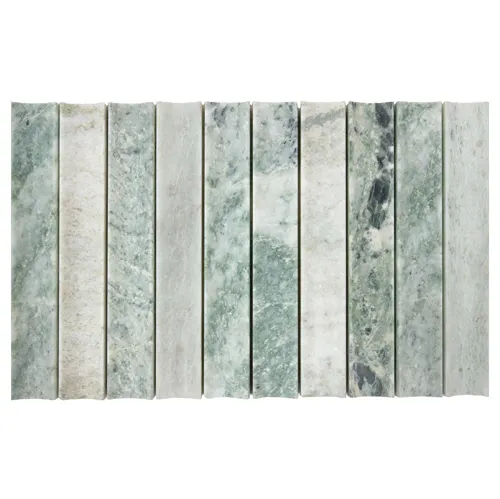 SHIHUI nuovo Design Ming piastrelle Concave in marmo verde piastrelle da parete scanalate Porter perla giada concava piastrelle di mosaico in marmo verde levigato