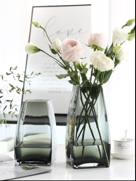 Wholesale  Hand Blown Glass Vase Elegant Square Glass Vase and Crystal Glass Vase  for Home Decor