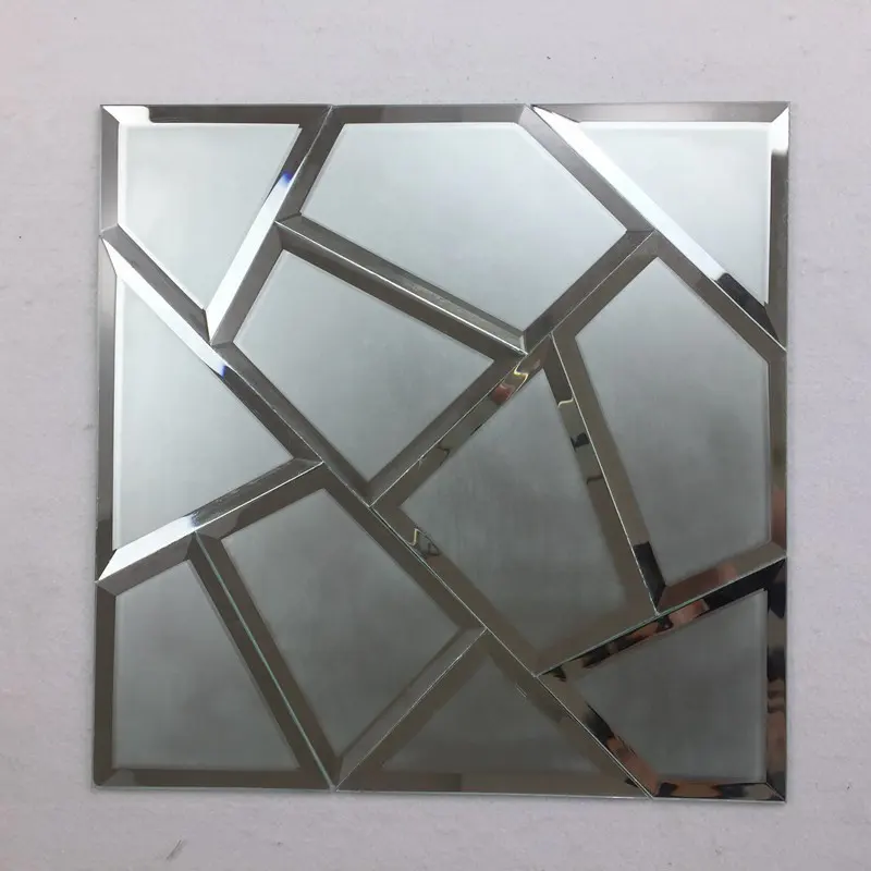 Azulejos de espejo de vidrio personalizados Etiqueta de la pared Auto Venta caliente Azulejos de pared adhesivos Mosaicos de espejo