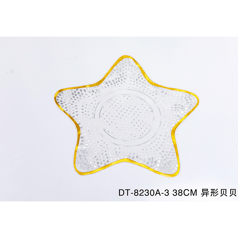 Sea Shell Shape Irregular Cute Gold Dinning PVC Plastic Placemats