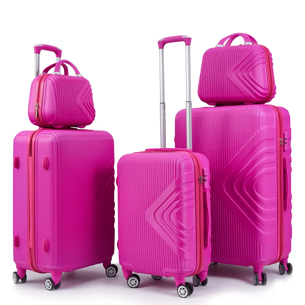 Set bagasi kustom dengan roda 5 buah tas perjalanan koper troli validasi de voyage Koffer koper ABS