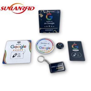 SUNLAN für NTAG 213 215 216 RFID Benutzer definierte PVC-Karte Programmier barer QR-Code für Social Media Hotel Restaurant Google Bewertungen NFC 13.56