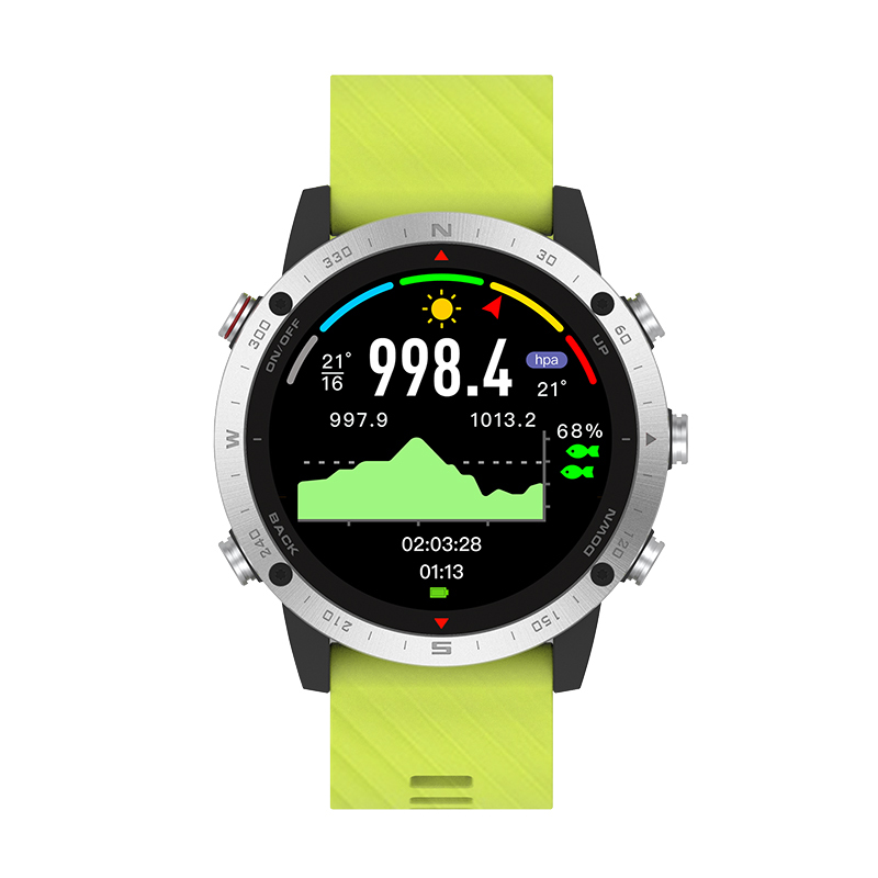 Silver bezel, light green silicone strap