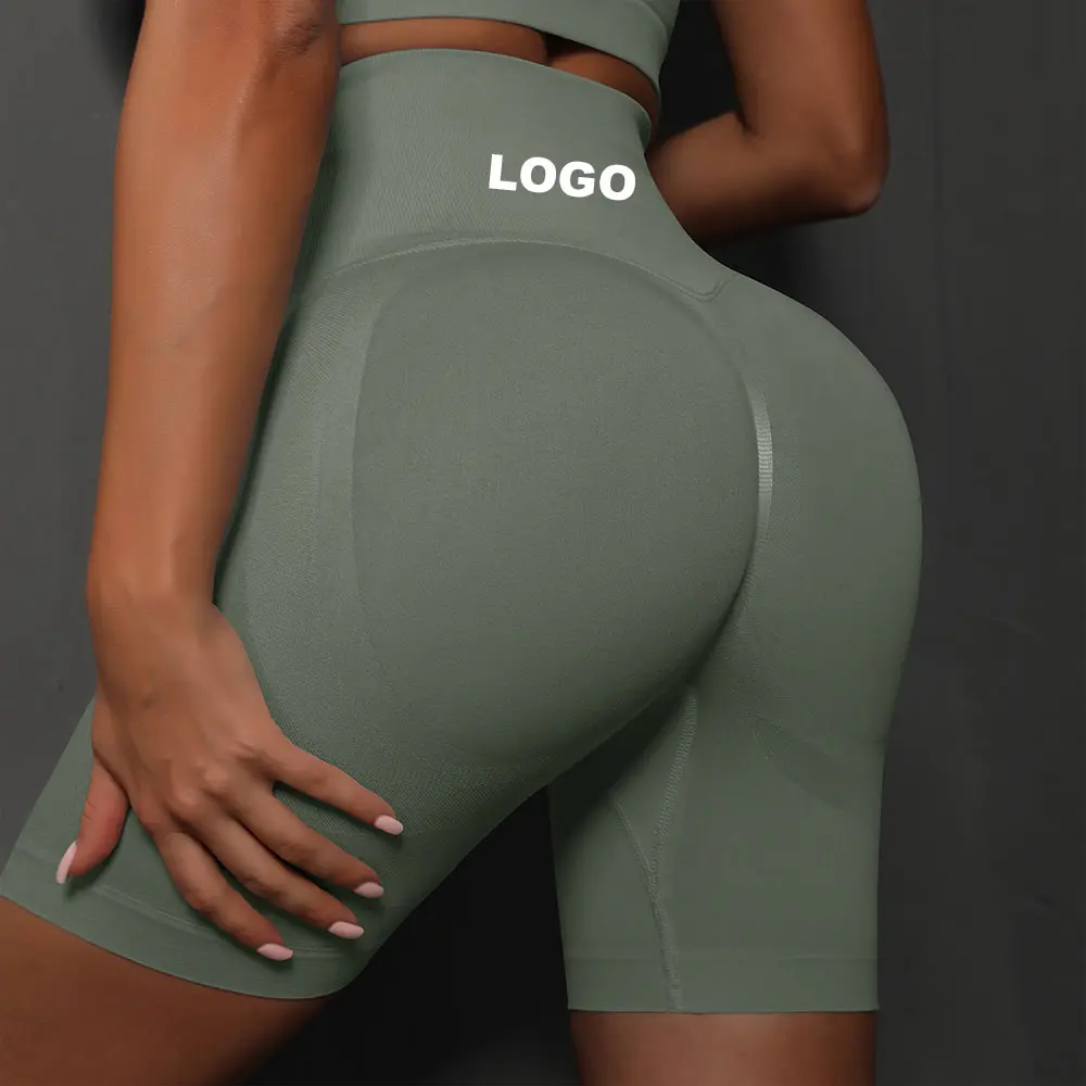 Scrunch Contour Yoga Atacado Cintura Alta Tummy Control Workout Ginásio Seamless Booty Spandex Ciclismo Das Mulheres Shorts