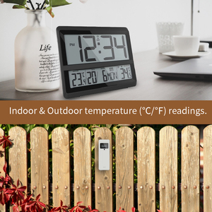 Digital Indoor/Outdoor Atomic Clock Thermometer <strong>LCD</strong> <strong>Display</strong> Wireless Temperature <strong>Sensor</strong> Battery-Powered Frequency Theory OEM ODM - Product Image 3