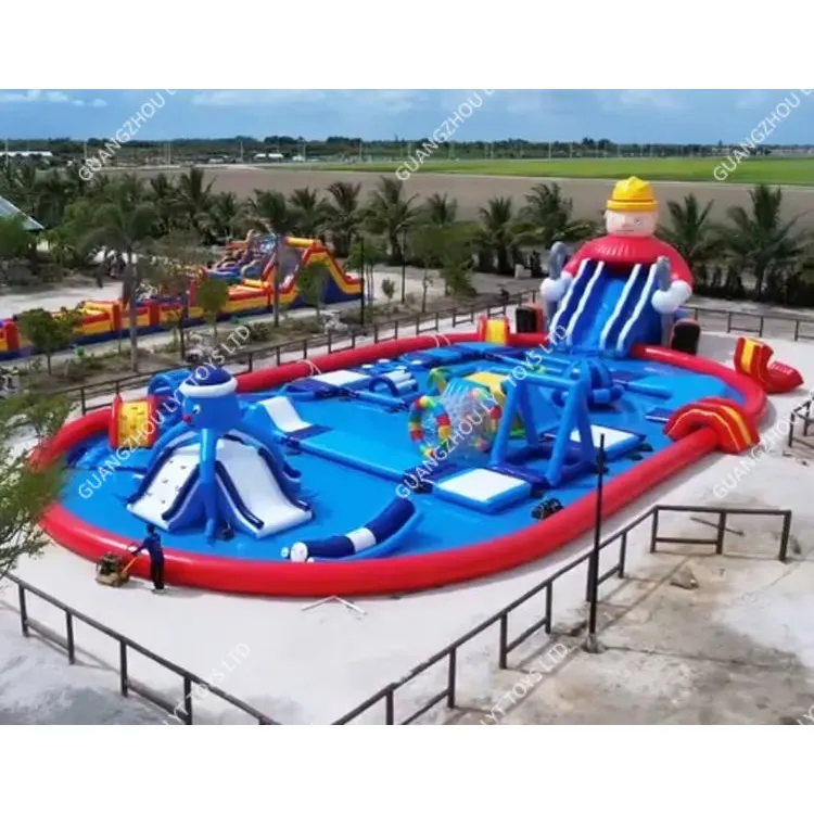 Tobogán acuático portátil para adultos, piscina grande con diseño de parque acuático, inflable