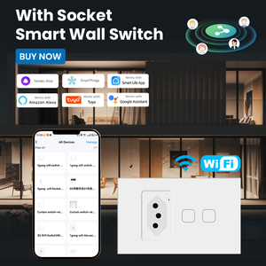 CNSKOU iyi fiyat brezilyalı akıllı ev APP uzaktan kumanda 1/2 Gang WiFi Ble temperli cam dokunmatik işık duvar elektrik anahtarları - Product Image 2