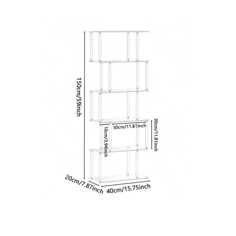 Étagère transparente 5 niveaux 40-20-150cm