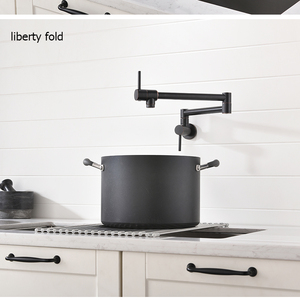 Gắn Tường Matte Đen Kép Xử Lý Pot Filler Vòi Đôi Doanh Xoay Bếp Gấp Vòi - Product Image 4