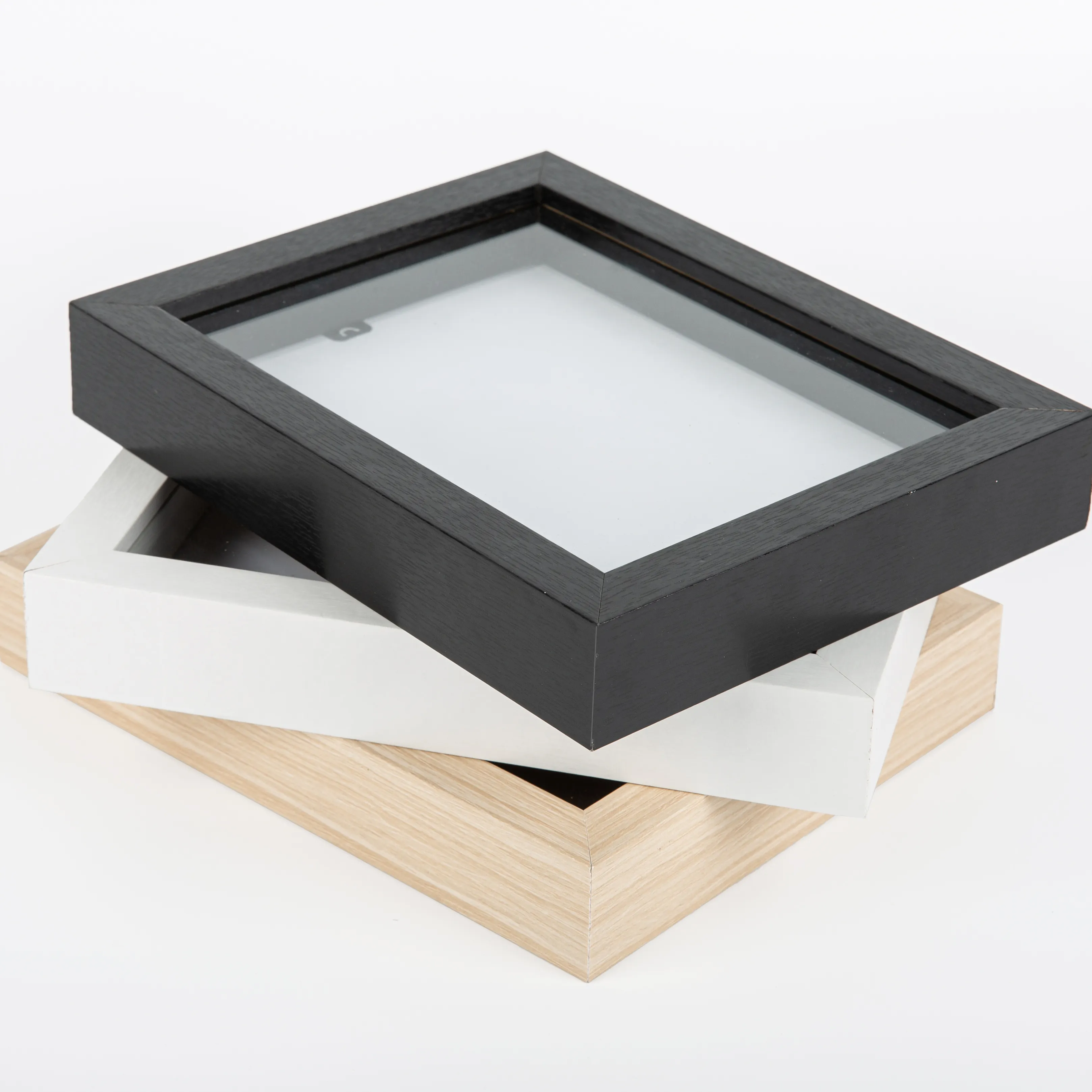 Alta qualità all'ingrosso cornice personalizzata in legno 3D display appeso a parete Shadow Box Frames con vetro