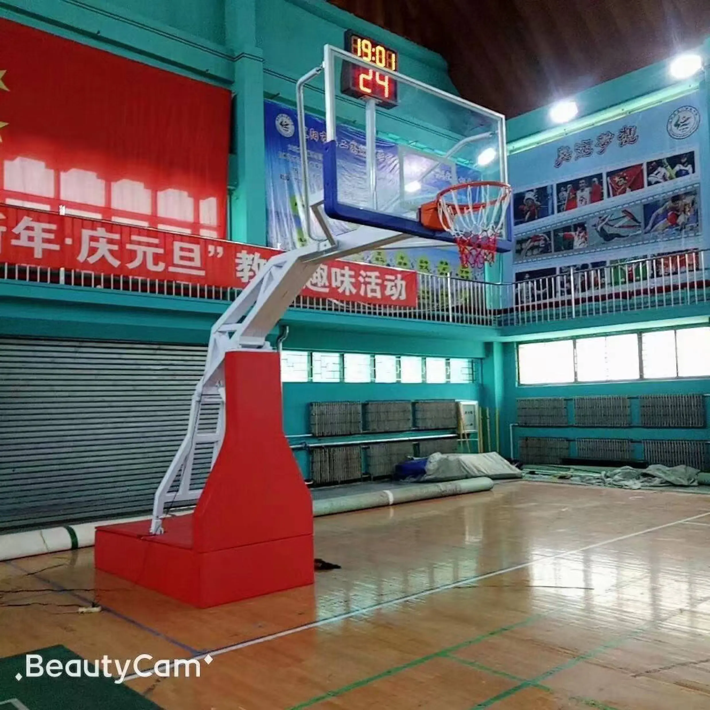 Soporte de aro de baloncesto portátil, eléctrico hidráulico, móvil, más caliente