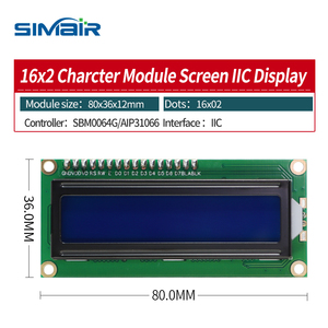 1602 LCD-Anzeige modul, monochromer Punkt matrix bildschirm mit I2C-Schnittstelle, inklusive DuPont-Kabel - Product Image 3