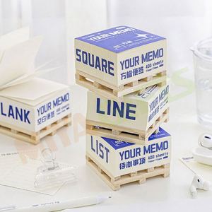 Cubo personalizado 3D bloque con bandeja de madera mini papel adhesivo Bloc de notas Set