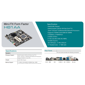 プロフェッショナルOEM工場H81ItxマザーボードLGA1150ミニItxマザーボードは第4世代i3 i5 i7 CPUをサポート - Product Image 4