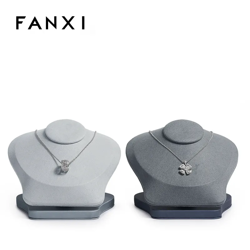 FANXI-collar de madera natural y microfibra, joyería, busto de exhibición, collar pequeño y grande con logotipo personalizado, gran oferta