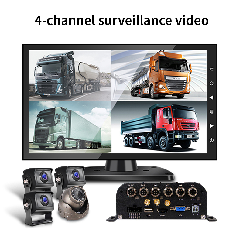 4CH HDD MDVR avec 4G + GPS + WIFI,10 "écran, caméra de 4PCS
