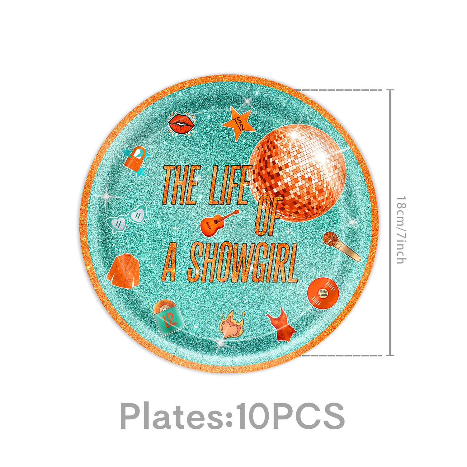 Green Orange-10pcs 7inch paper plates