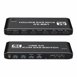 4K 60Hz 2x2 HDMI KVM switch Dual Monitor KVM HDMI Pantalla extendida USB KVM Switcher 2 in 2 Out para 2 ordenadores Share 2 monitores - Product Image 1