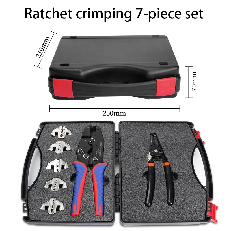 Krimpgereedschapset Multifunctionele Ratelende Draad Crimper Kit Voor Geïsoleerde Terminals Ferrule Draad Einde Open Loop Terminals