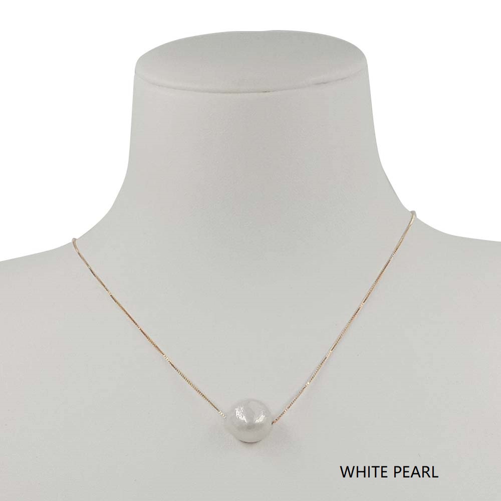 Métal doré - Perle blanche