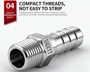 Stainless Steel <strong>Hose</strong> Barb Fittings 304 316 <strong>Male</strong> <strong>Female</strong> Thread Pipe Connector for Water Oil Gas - Product Image 6