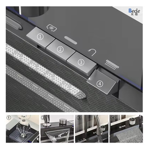 现代智能304不锈钢瀑布厨房水槽高品质双碗方形柜台/下装两个