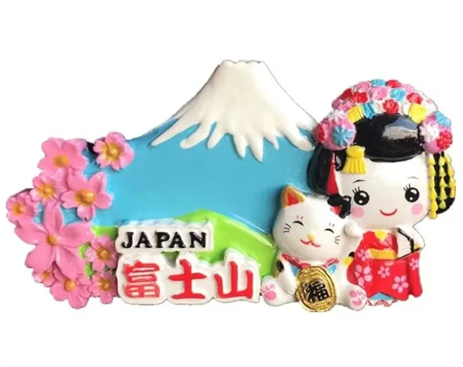 Lembrança turística de ímã de geladeira japonês Mount Fuji em resina 3D