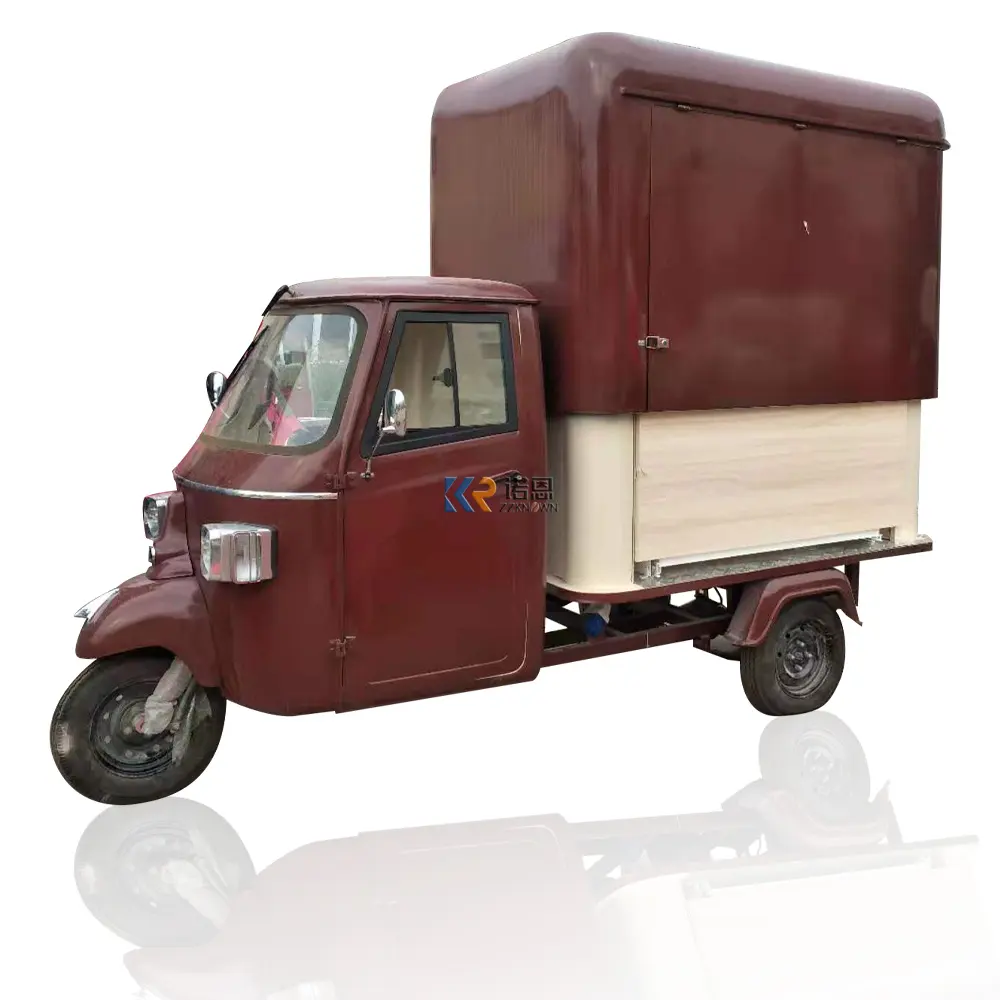 2024 personalizado Ape triciclo camión de comida con CE 3 ruedas móvil Hot Dog carrito de venta Pizza comida vending Van