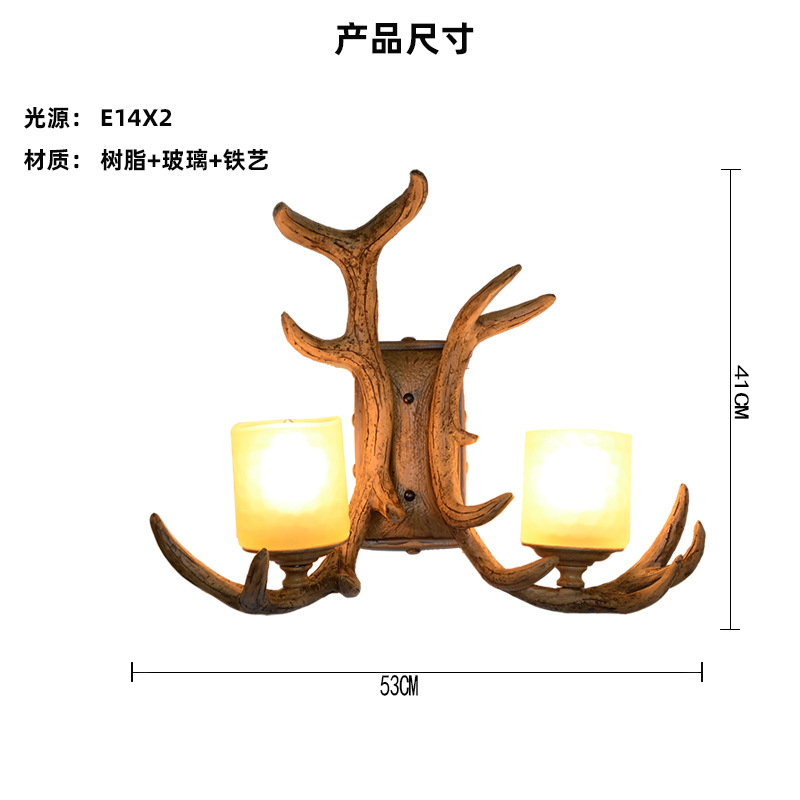 Retro Antler light resin staircase wall lamp retro European luxury living room bedroom background wall led wall lamp