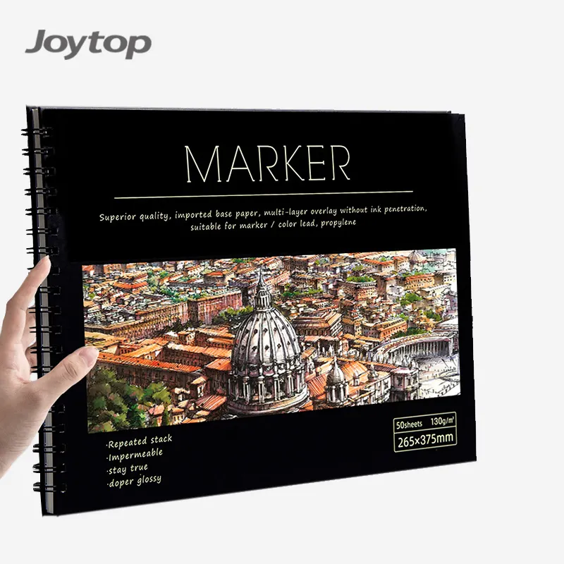 Joytop-marcador 8K A4 16K, 50 hojas, 130g, negro personalizado, doble espiral, tapa dura para dibujo
