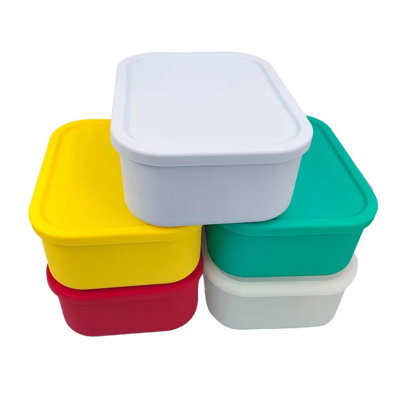 Rettangolo personalizzato in Silicone per adulti Bento Lunch Box 1 scomparto a prova di perdite insalata Lunch Cabinet microonde lavastoviglie e congelatore