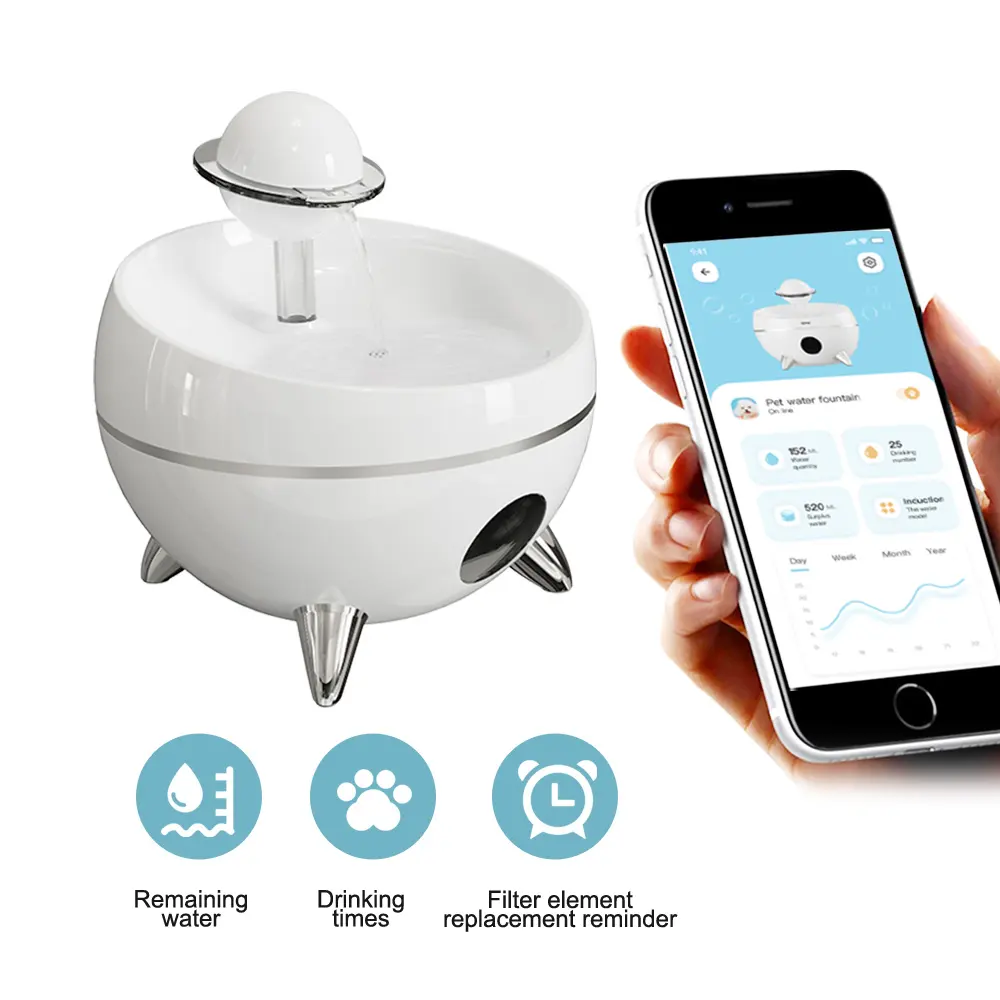 Fuente de agua automática para gatos y perros, bebedero silencioso, tazón alimentador de 2.5L, dispensador con USB LED