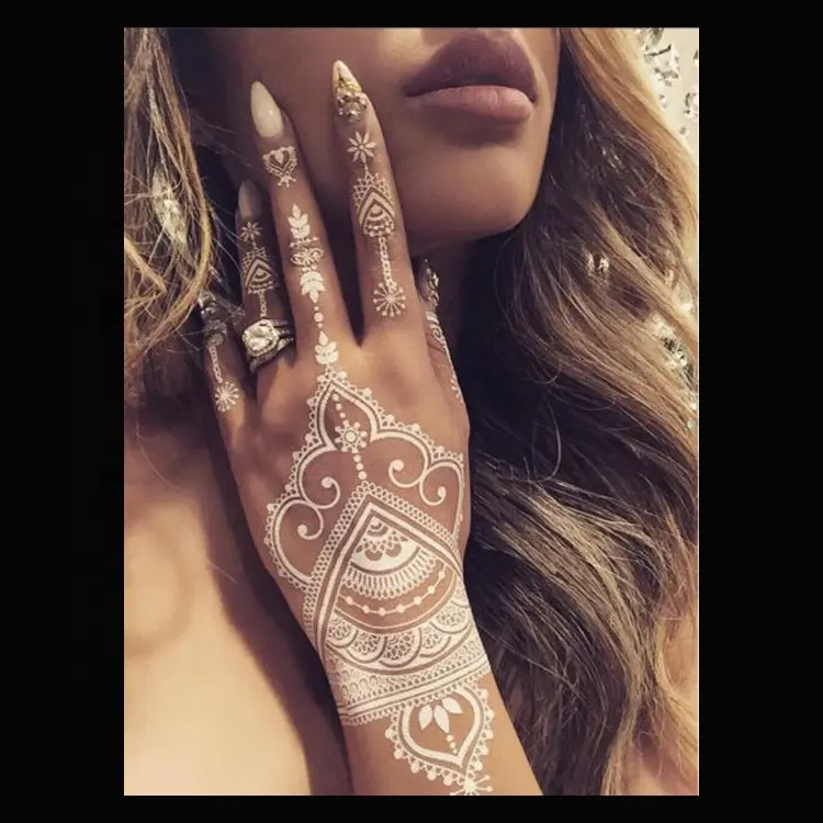 Tatuagem de casamento de henna branca especial personalizada, ecológica