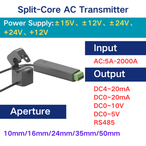 Smart AC Current <strong>Transducer</strong> 0-<strong>20mA</strong> <strong>4</strong>-<strong>20mA</strong> 0-10v 0-5v RS485 Split Core Current <strong>Sensors</strong> Hall Effect Current Transformer - Product Image 3