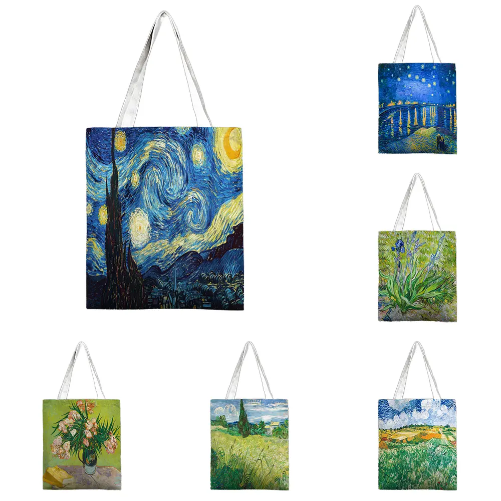Van Gogh bức tranh nổi tiếng đêm đầy sao bức tranh vải hình ảnh Túi Tote Vải