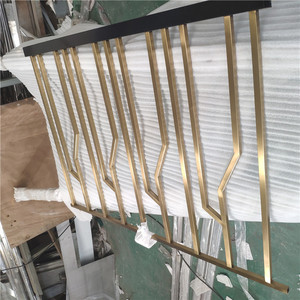Foshan Factory Light Luxury Decoration Style Gold Brushed Stainless Steel Interior Staircase <strong>Rails</strong>