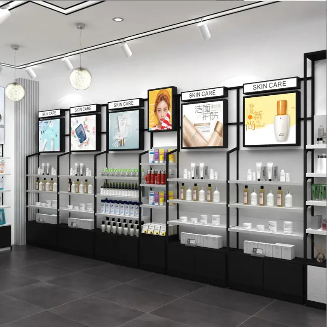 Expositor de maquiagem personalizado, rack de exibição de cosméticos personalizado, fragrância
