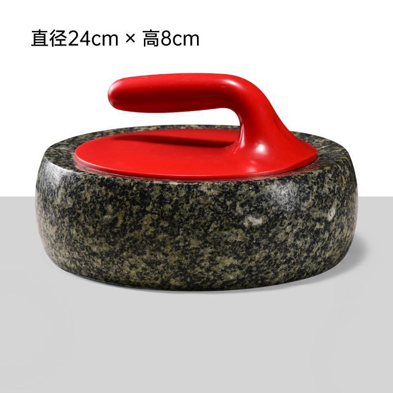 Green stone curling stone with red handle 24*8cm
