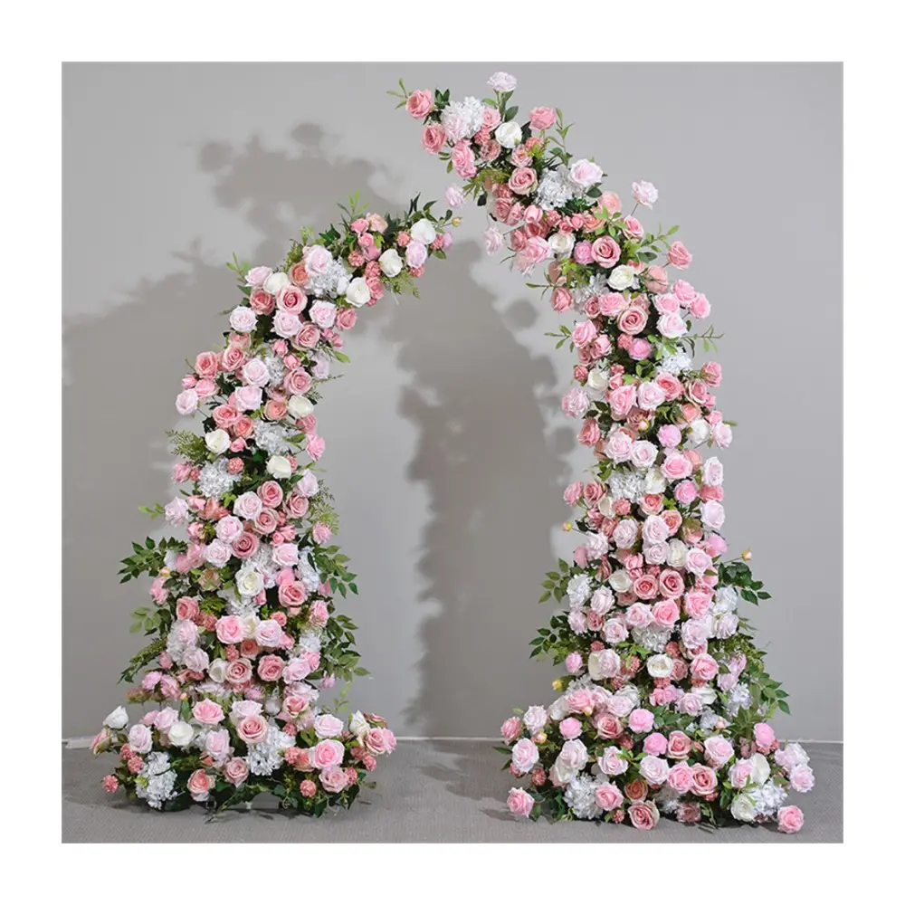 E-casamento festa decorações artificial floral backdrop rosa vermelho chifre flor arco para pródigo proposta configuração