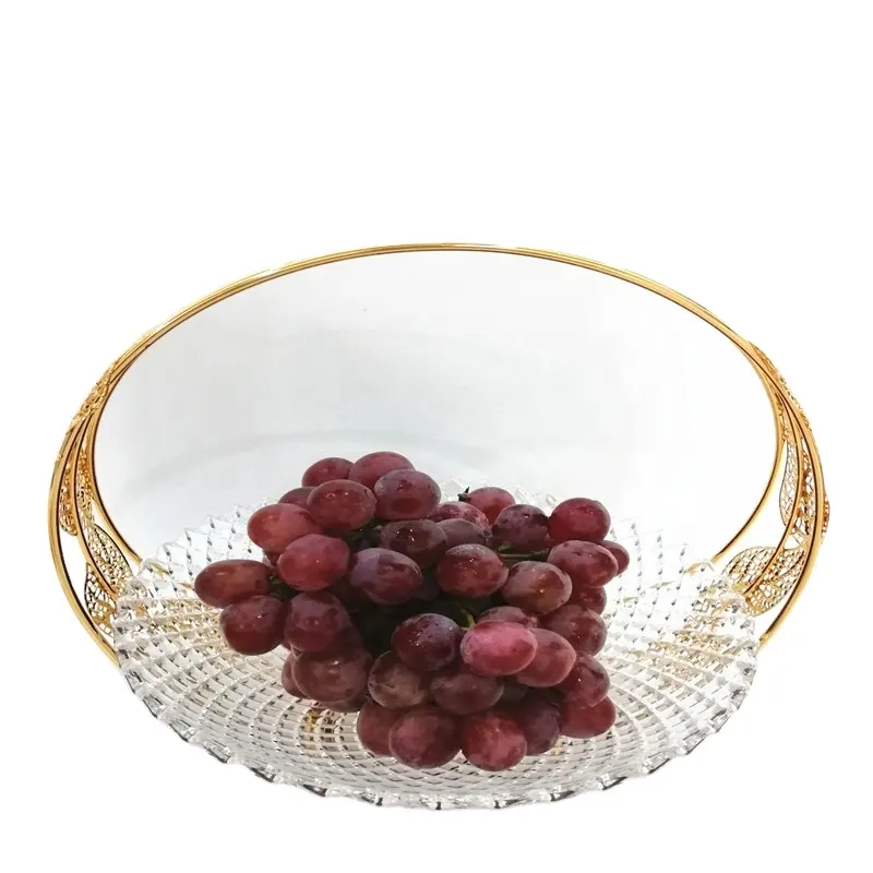 Wedding Acrylic Clear Fruits Dish Metal and Candy Bowl Chocolate Cake Tray for Ramadan Decorations Muslim