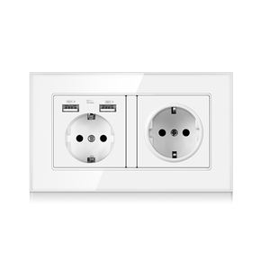 欧盟墙壁电源插座，16a电气插头接地隐藏发光二极管指示灯，带Usb CE OEM 16A Moko技术插座的双插座 - Product Image 1