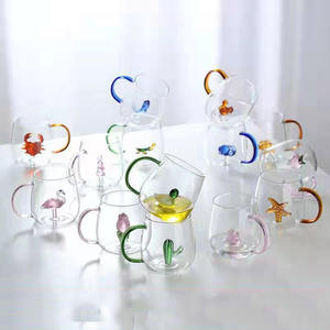 Colored Handle Glass Single-layer Cup <strong>Animal</strong> and Plant 3d Glass Coffee Cup Household Juice Drink Clear Glass Beer <strong>Mug</strong> - Product Image 6
