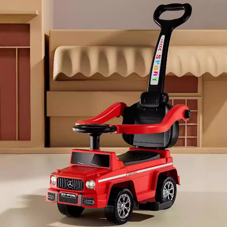 ราวสีแดงพร้อมที่จับแบบกด-แป้นเหยียบ-เพลง-ไฟ