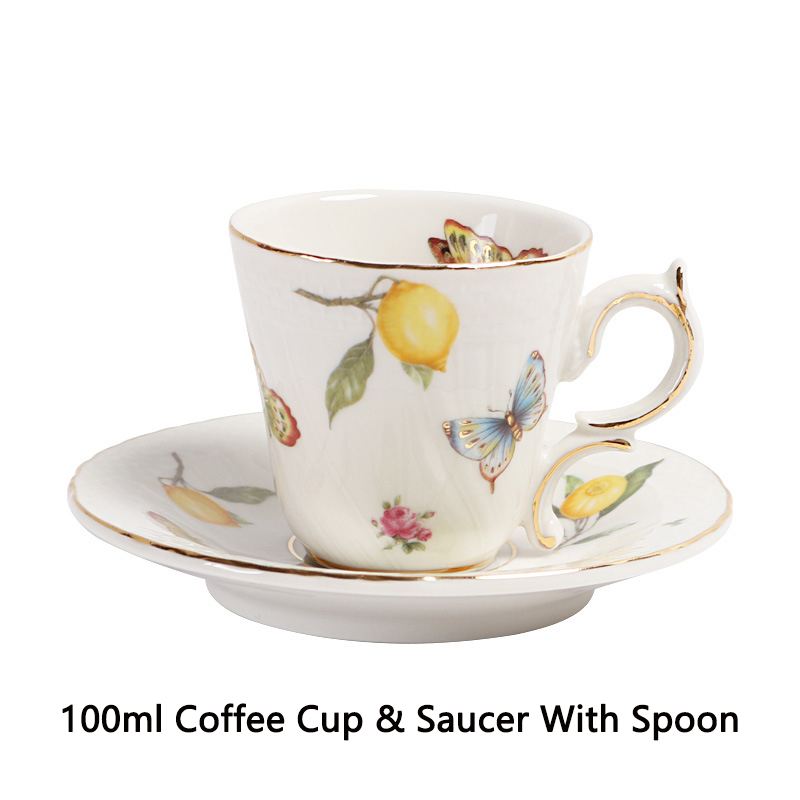 White 100ml Coffee Cup & Saucer With Spoon