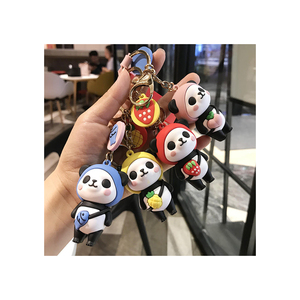 廉价橡胶卡通动物3D软聚氯乙烯熊猫钥匙扣带定制标志 - Product Image 1