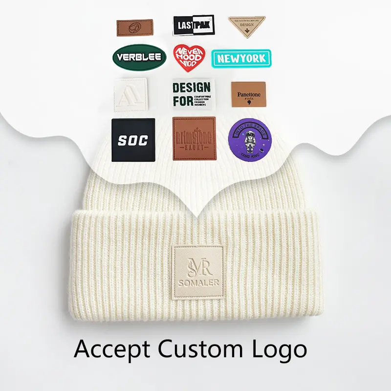 Gorro luxuoso unissex de malha, gorro luxuoso feito a partir de logotipo personalizado, para inverno, feminino e masculino