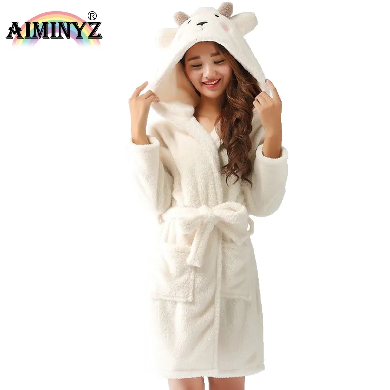 AIMINYZ ODM/OEM Animal Cartoon tutina pigiama Soft Polar flanella Women Fashion Design accappatoi carini traspirante adulto Homewear