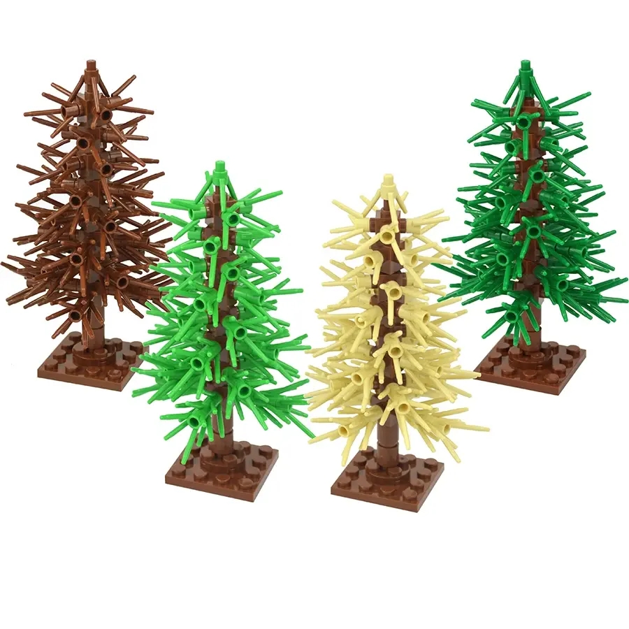 MOC Cedar Plants Bricks montieren Kiefer mit Bodenplatte City Tree Branch Bush Green Grass Blumen zubehör Baustein Spielzeug